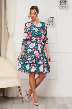 Dress midi loose fit thin fabric with floral print