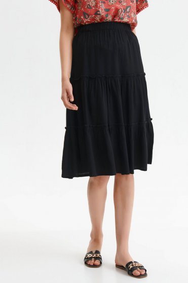 Skirts, Black skirt thin fabric midi cloche with elastic waist - StarShinerS.com
