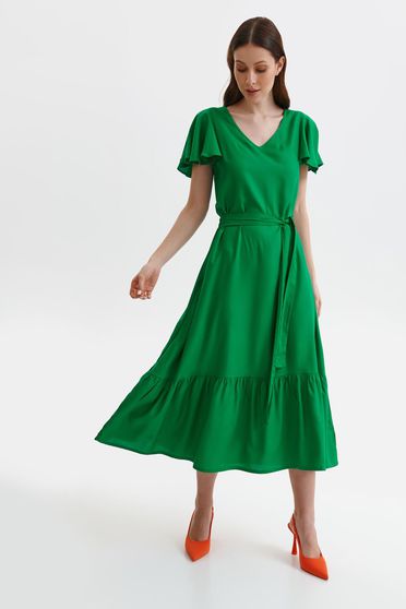 Darkgreen dress midi loose fit with butterfly sleeves