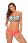 Coral two-piece swimsuit with cut-outs in the material and floral print 3 - StarShinerS.com