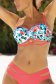 Coral two-piece swimsuit with cut-outs in the material and floral print 5 - StarShinerS.com